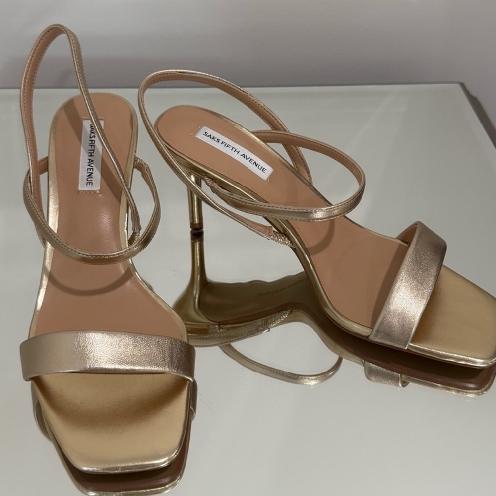 Saks Fifth Avenue Gold Strappy Heels